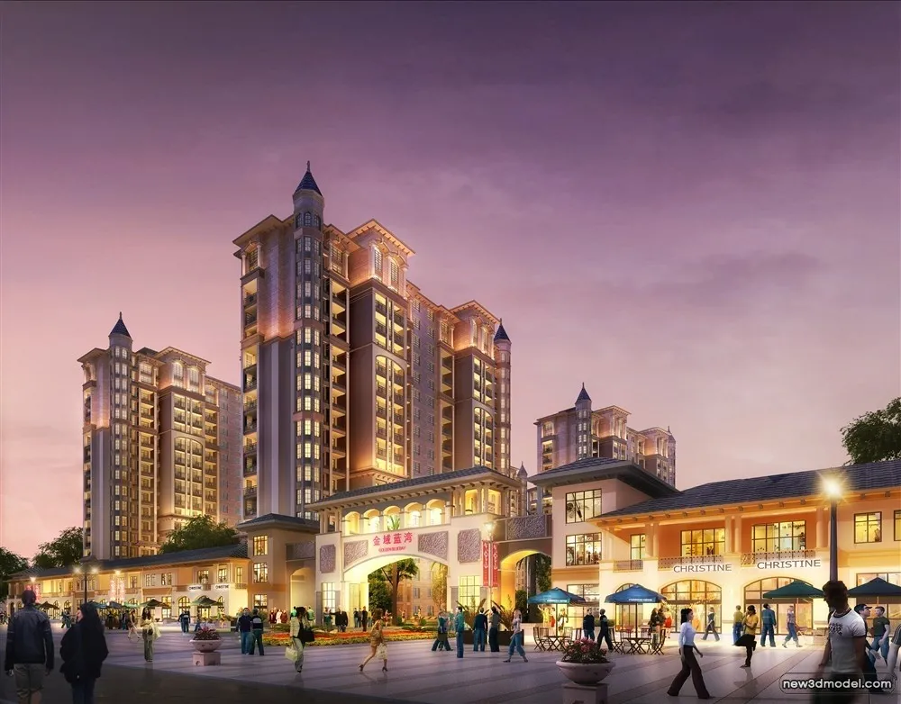 3D Models of Commercial Building – Exterior 3D Scenes – 665 – VRAY