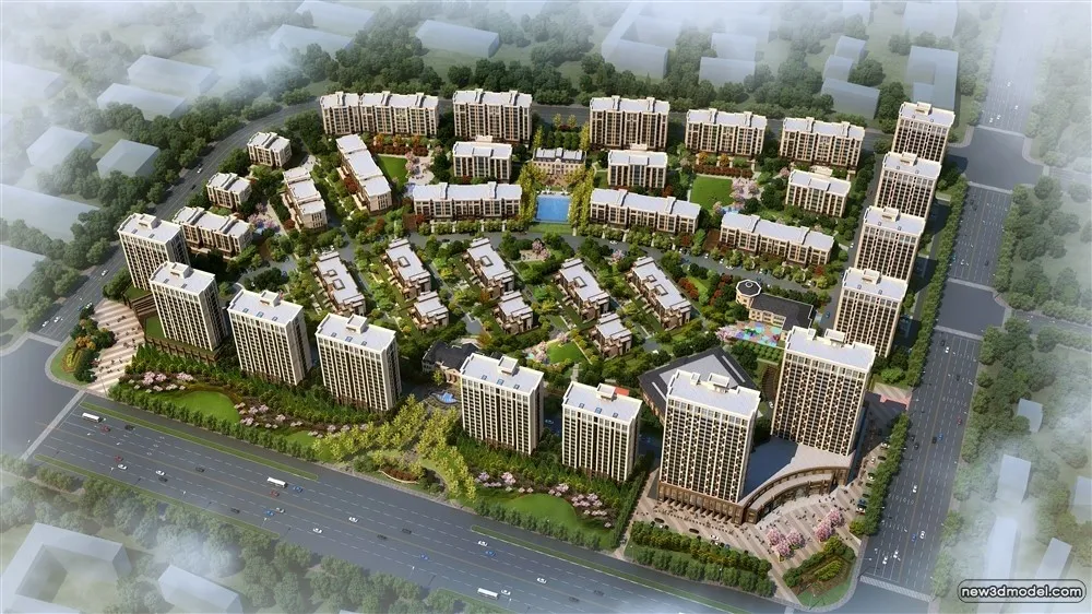 3D Models of Commercial Building – Exterior 3D Scenes – 666 – VRAY