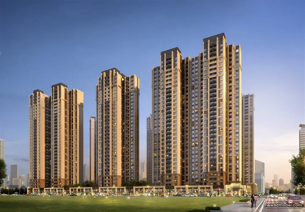 3D Models of Commercial Building – Exterior 3D Scenes – 670 – VRAY