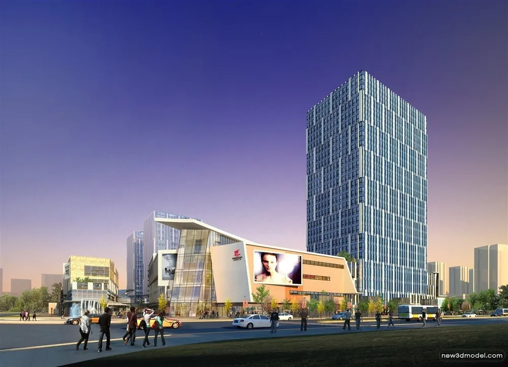 3D Models of Commercial Building – Exterior 3D Scenes – 716 – VRAY