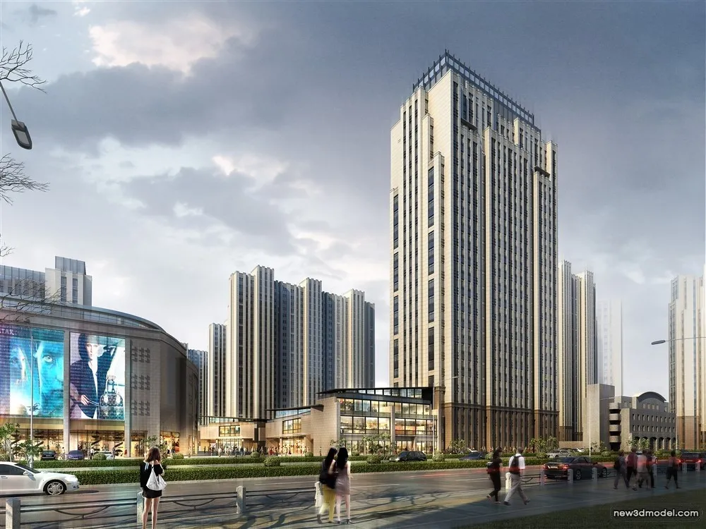 3D Models of Commercial Building – Exterior 3D Scenes – 727 – VRAY