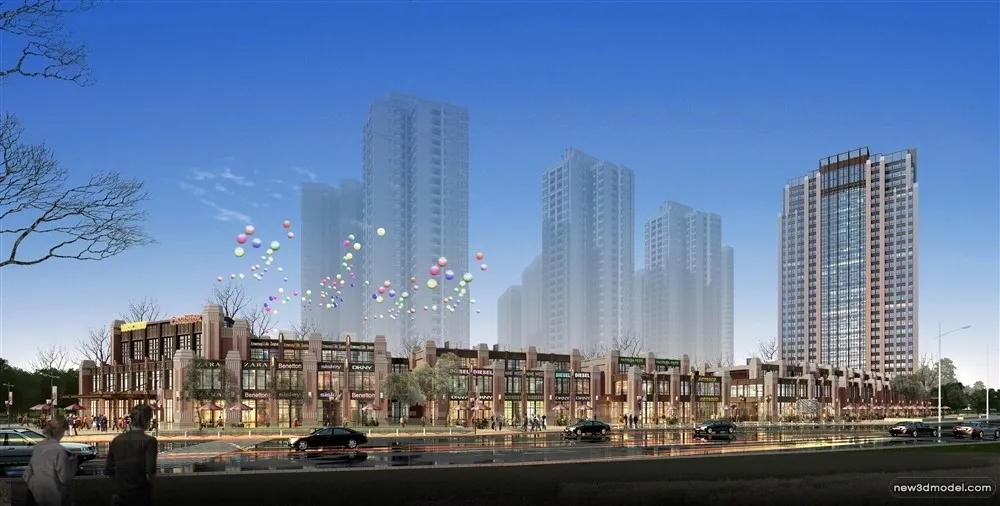 3D Models of Commercial Building – Exterior 3D Scenes – 731 – VRAY