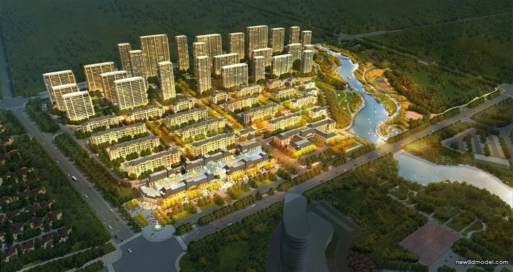 3D Models of Commercial Building – Exterior 3D Scenes – 734 – VRAY