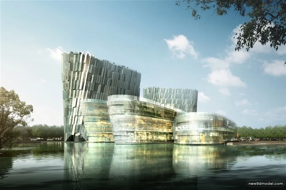 3D Models of Commercial Building – Exterior 3D Scenes – 735 – VRAY