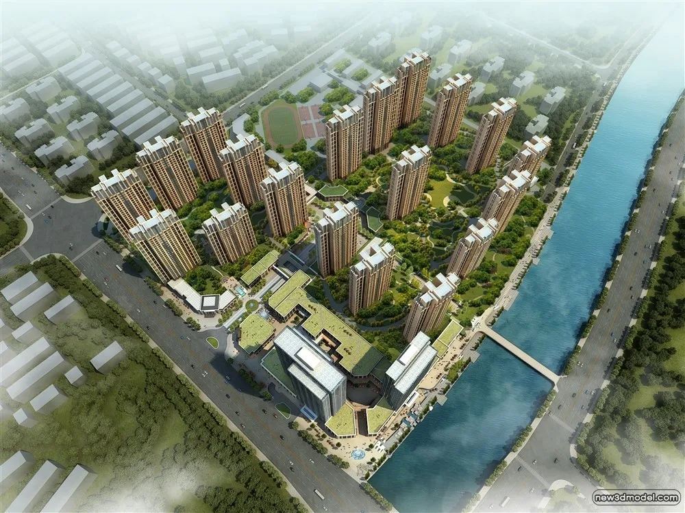 3D Models of Commercial Building – Exterior 3D Scenes – 763 – VRAY