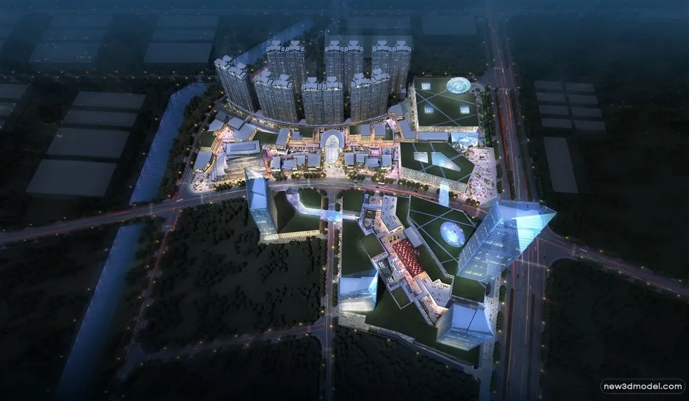 3D Models of Commercial Building – Exterior 3D Scenes – 771 – VRAY