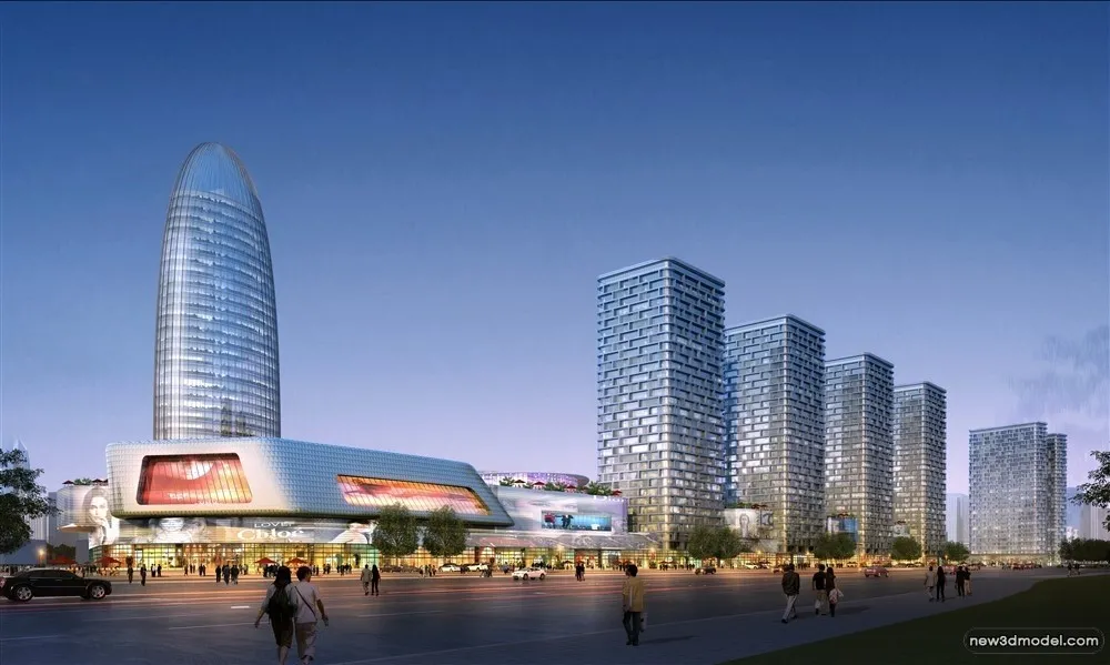 3D Models of Commercial Building – Exterior 3D Scenes – 801 – VRAY