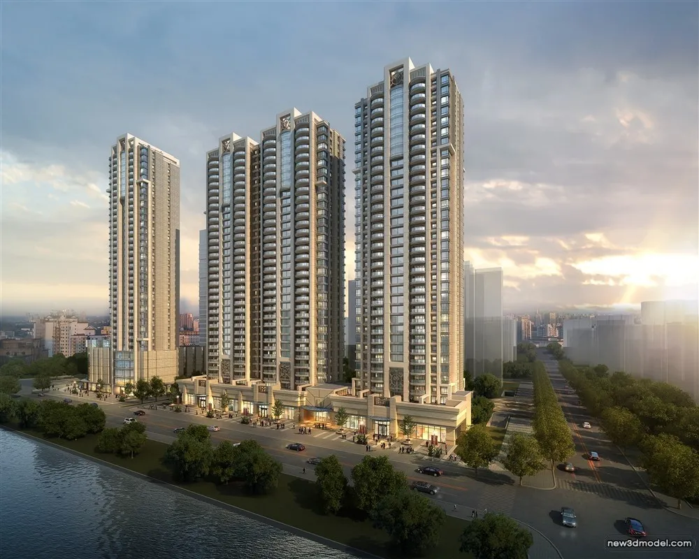 3D Models of Commercial Building – Exterior 3D Scenes – 819 – VRAY