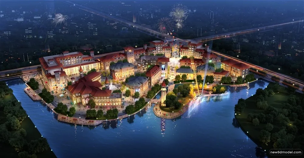 3D Models of Commercial Building – Exterior 3D Scenes – 820 – VRAY