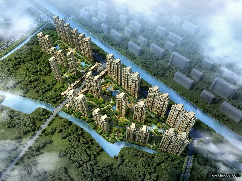 3D Models of Commercial Building – Exterior 3D Scenes – 825 – VRAY