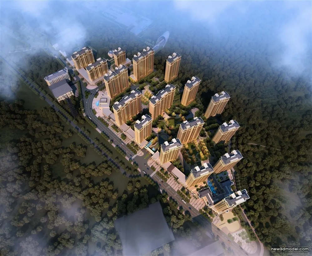 3D Models of Commercial Building – Exterior 3D Scenes – 833 – VRAY