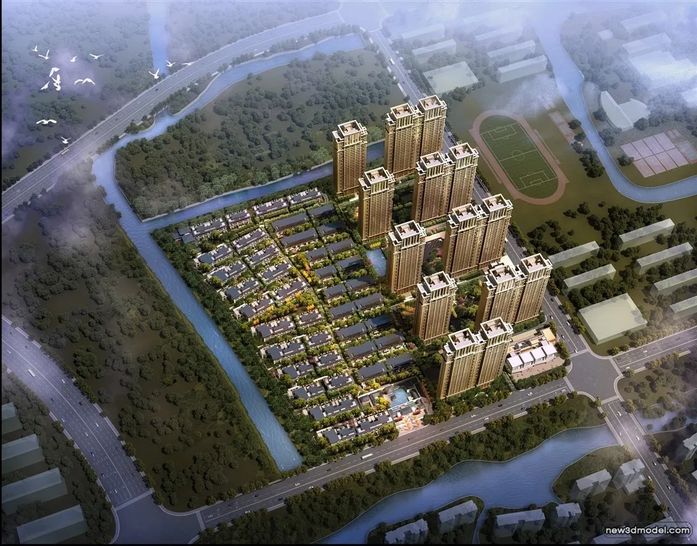 3D Models of Commercial Building – Exterior 3D Scenes – 837 – VRAY