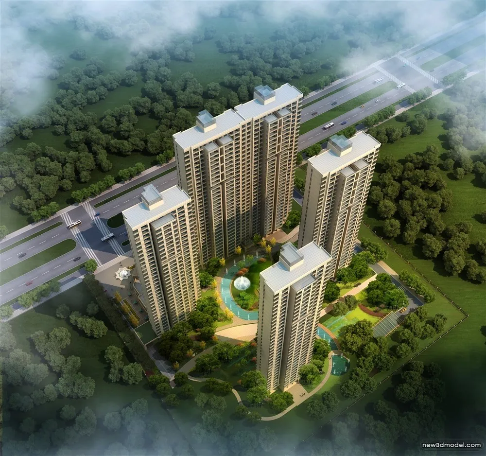 3D Models of Commercial Building – Exterior 3D Scenes – 842 – VRAY