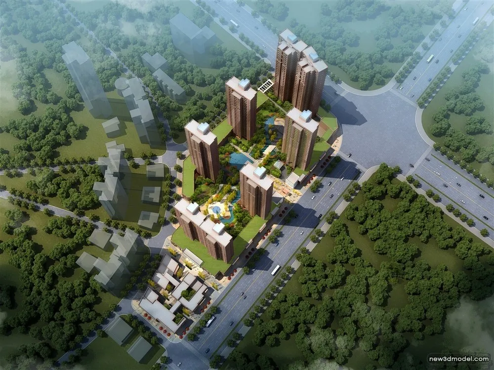 3D Models of Commercial Building – Exterior 3D Scenes – 843 – VRAY