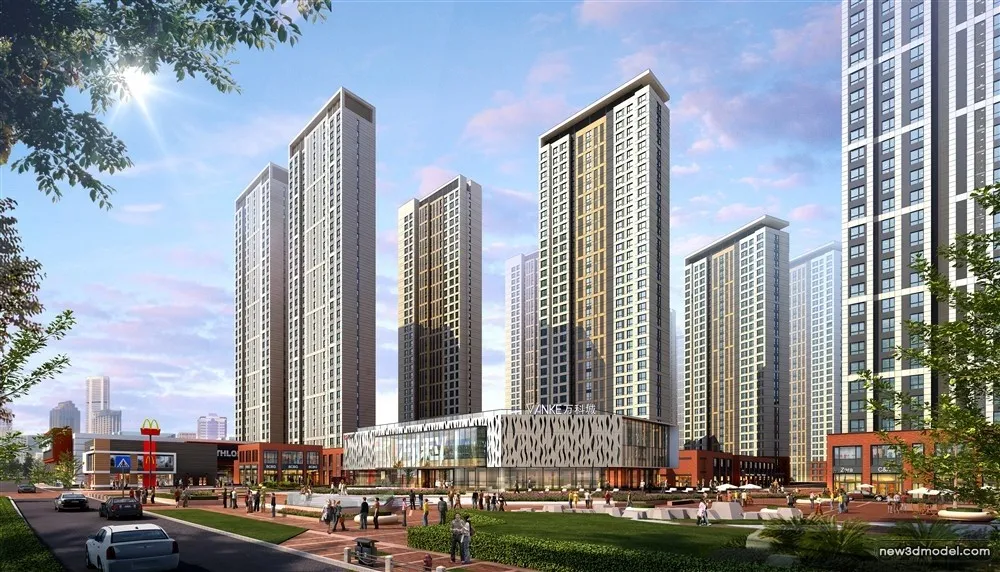 3D Models of Commercial Building – Exterior 3D Scenes – 852 – VRAY