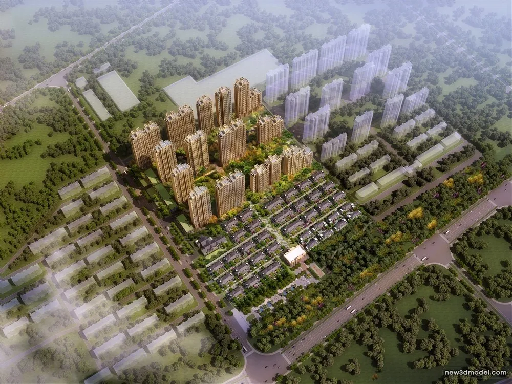 3D Models of Commercial Building – Exterior 3D Scenes – 854 – VRAY