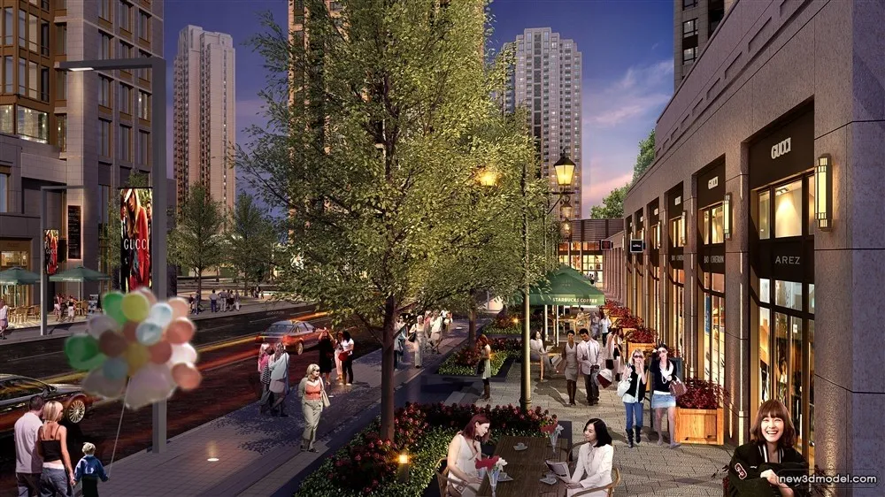 3D Models of Commercial Building – Exterior 3D Scenes – 855 – VRAY