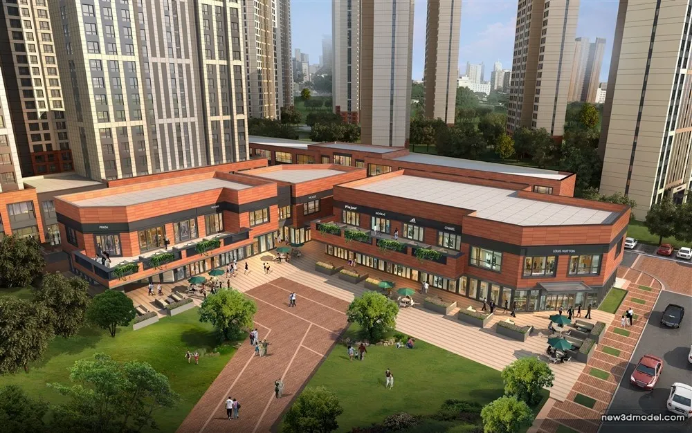 3D Models of Commercial Building – Exterior 3D Scenes – 863 – VRAY