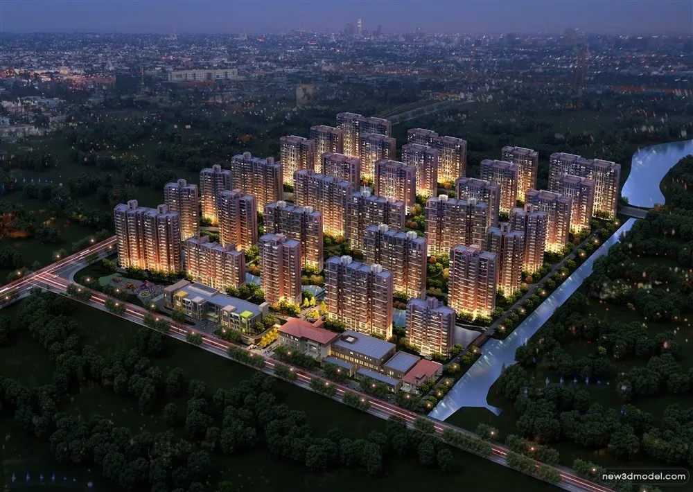 3D Models of Commercial Building – Exterior 3D Scenes – 864 – VRAY