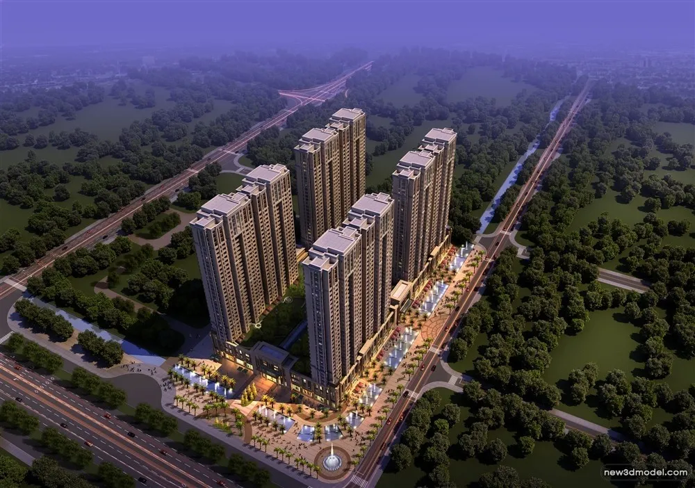 3D Models of Commercial Building – Exterior 3D Scenes – 869 – VRAY