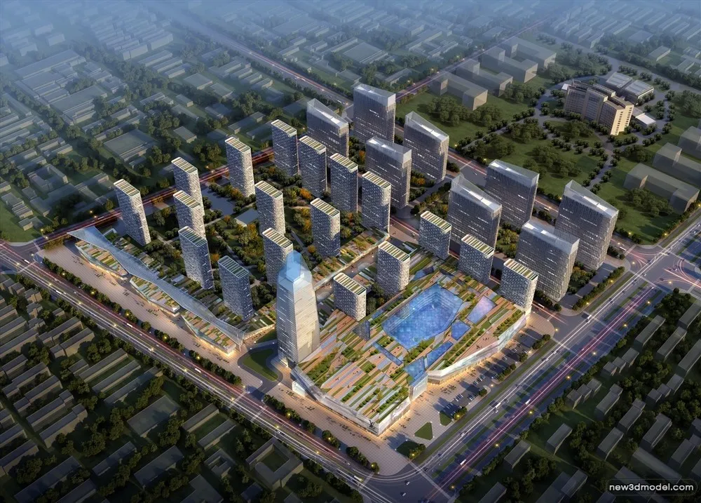 3D Models of Commercial Building – Exterior 3D Scenes – 877 – VRAY