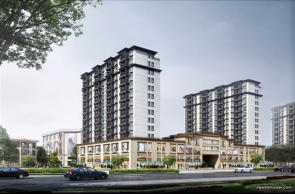 3D Models of Commercial Building – Exterior 3D Scenes – 880 – VRAY