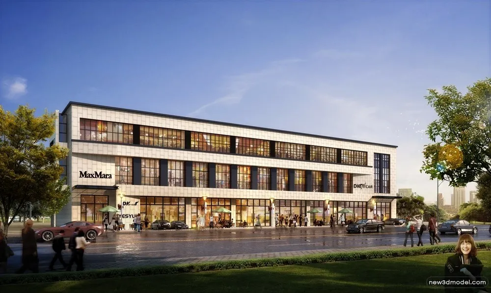 3D Models of Commercial Building – Exterior 3D Scenes – 892 – VRAY