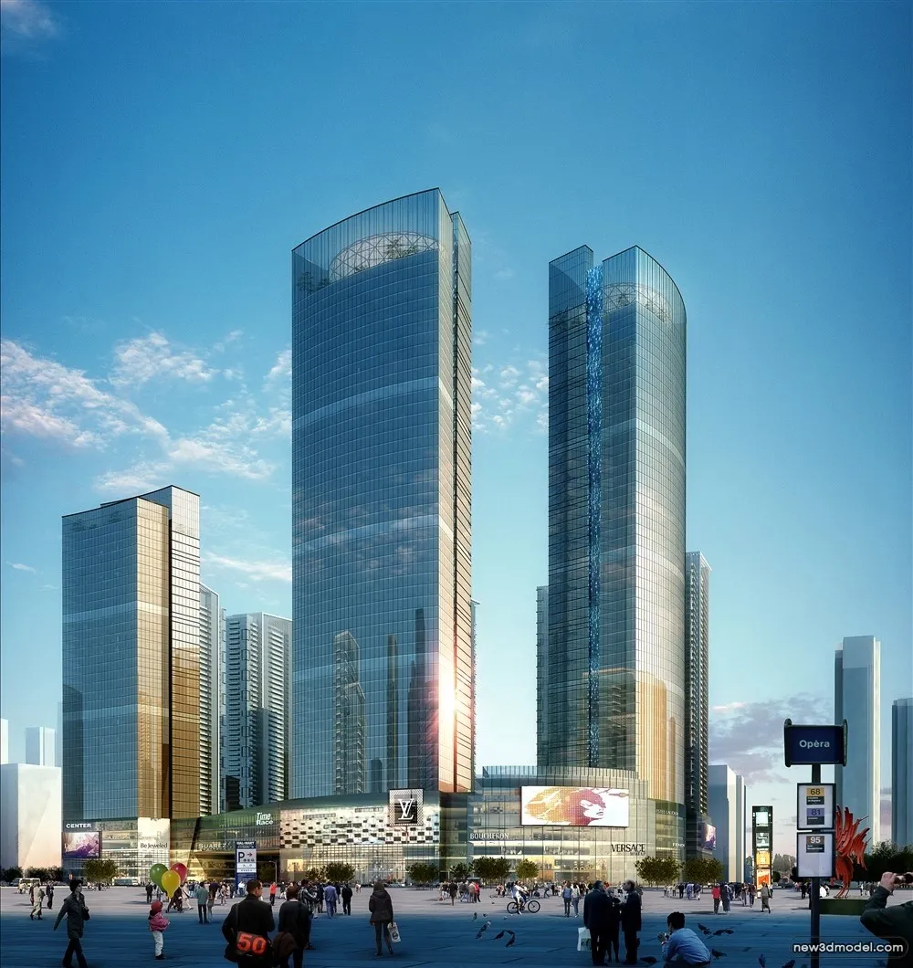 3D Models of Commercial Building – Exterior 3D Scenes – 900 – VRAY