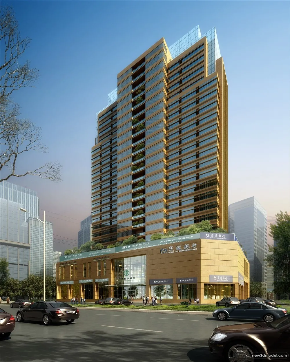 3D Models of Commercial Building – Exterior 3D Scenes – 923 – VRAY