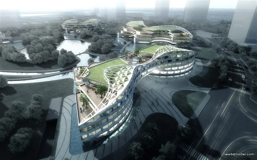 3D Models of Commercial Building – Exterior 3D Scenes – 931 – VRAY