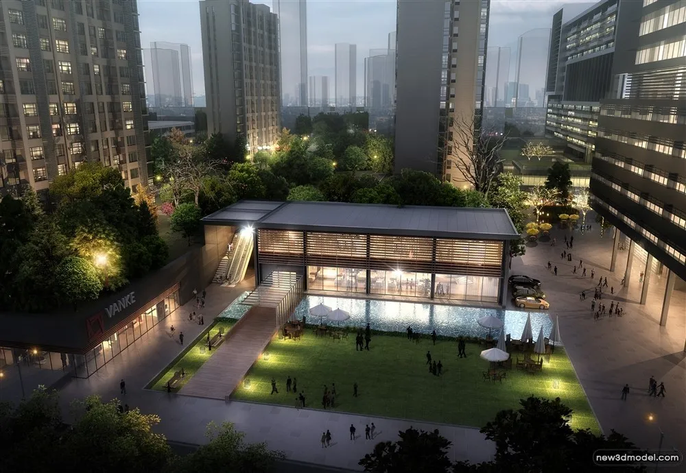 3D Models of Commercial Building – Exterior 3D Scenes – 942 – VRAY