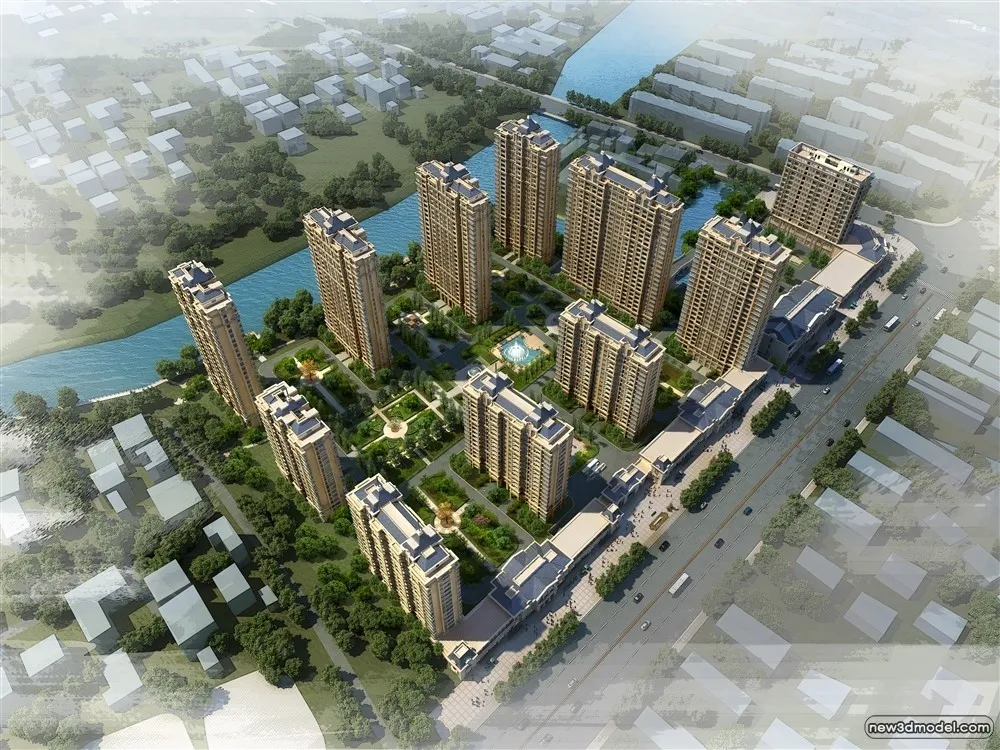 3D Models of Commercial Building – Exterior 3D Scenes – 952 – VRAY