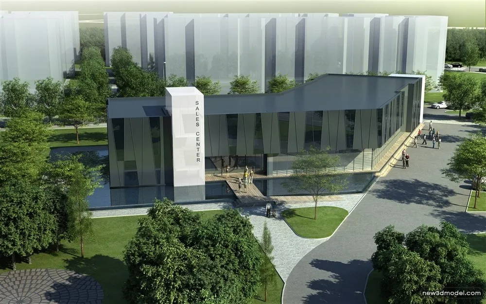 3D Models of Commercial Building – Exterior 3D Scenes – 954 – VRAY