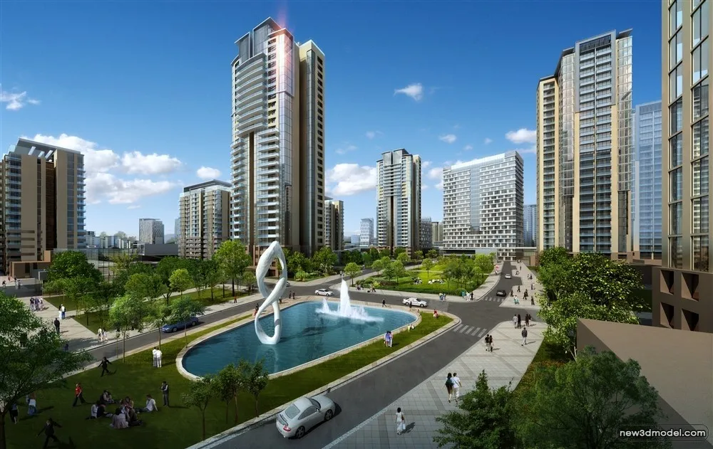 3D Models of Commercial Building – Exterior 3D Scenes – 957 – VRAY