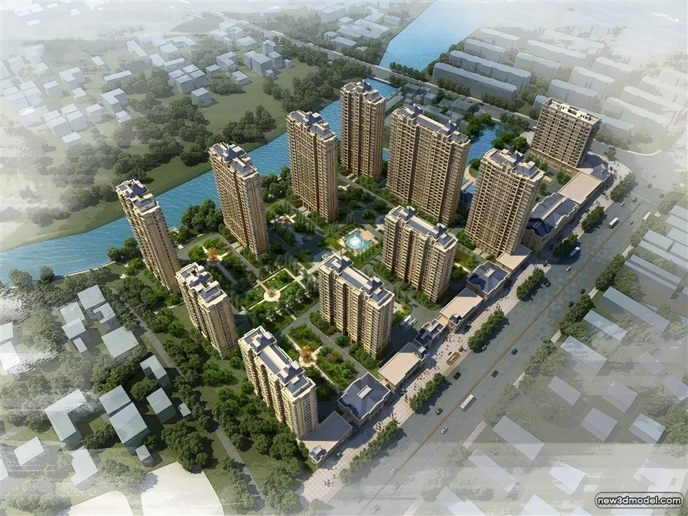 3D Models of Commercial Building – Exterior 3D Scenes – 965 – VRAY