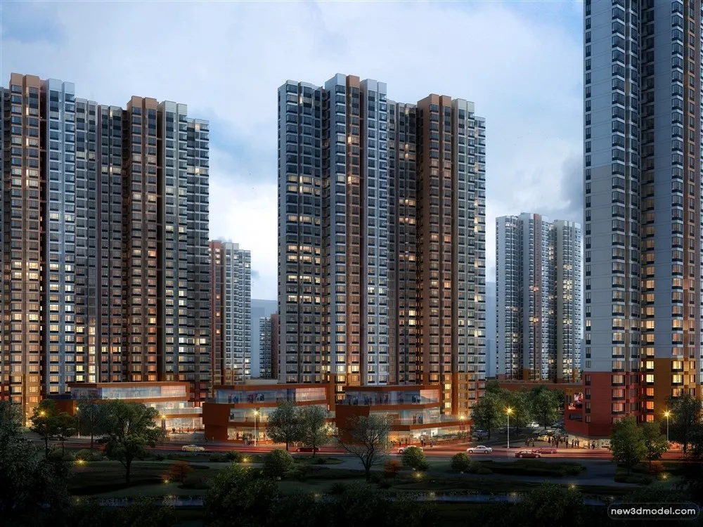 3D Models of Commercial Building – Exterior 3D Scenes – 980 – VRAY