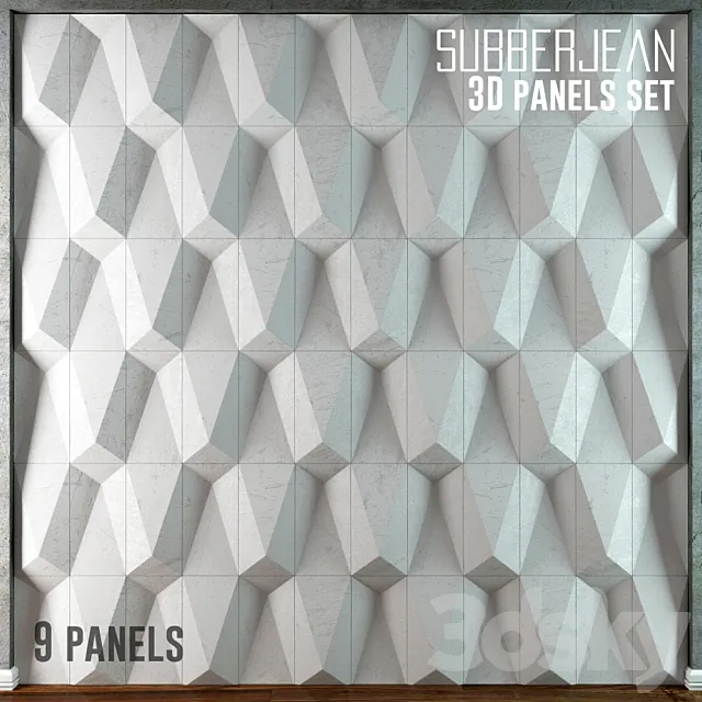3D panel 9 pcs. _ 3D panels Set 9 Subberjean 3D Model