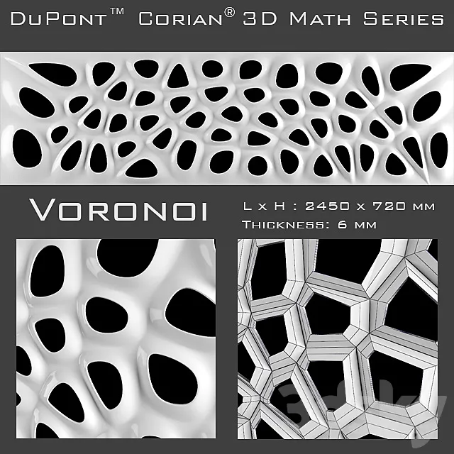 3D Panel Corian Voronoi 3D Model 3D Panel Corian Voronoi 3D Model