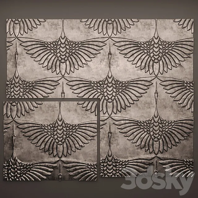 3D panel. futurism. stork. bird. crane. 3DModel