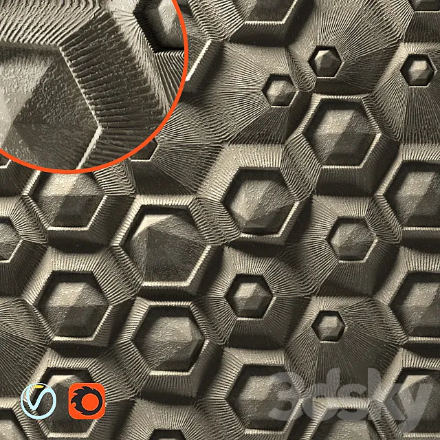 3D panel – hxf-04 Exagon – by Elija Porter 3D Model