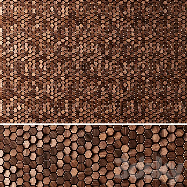 3D panels WOODEN Hexagon 3D Model