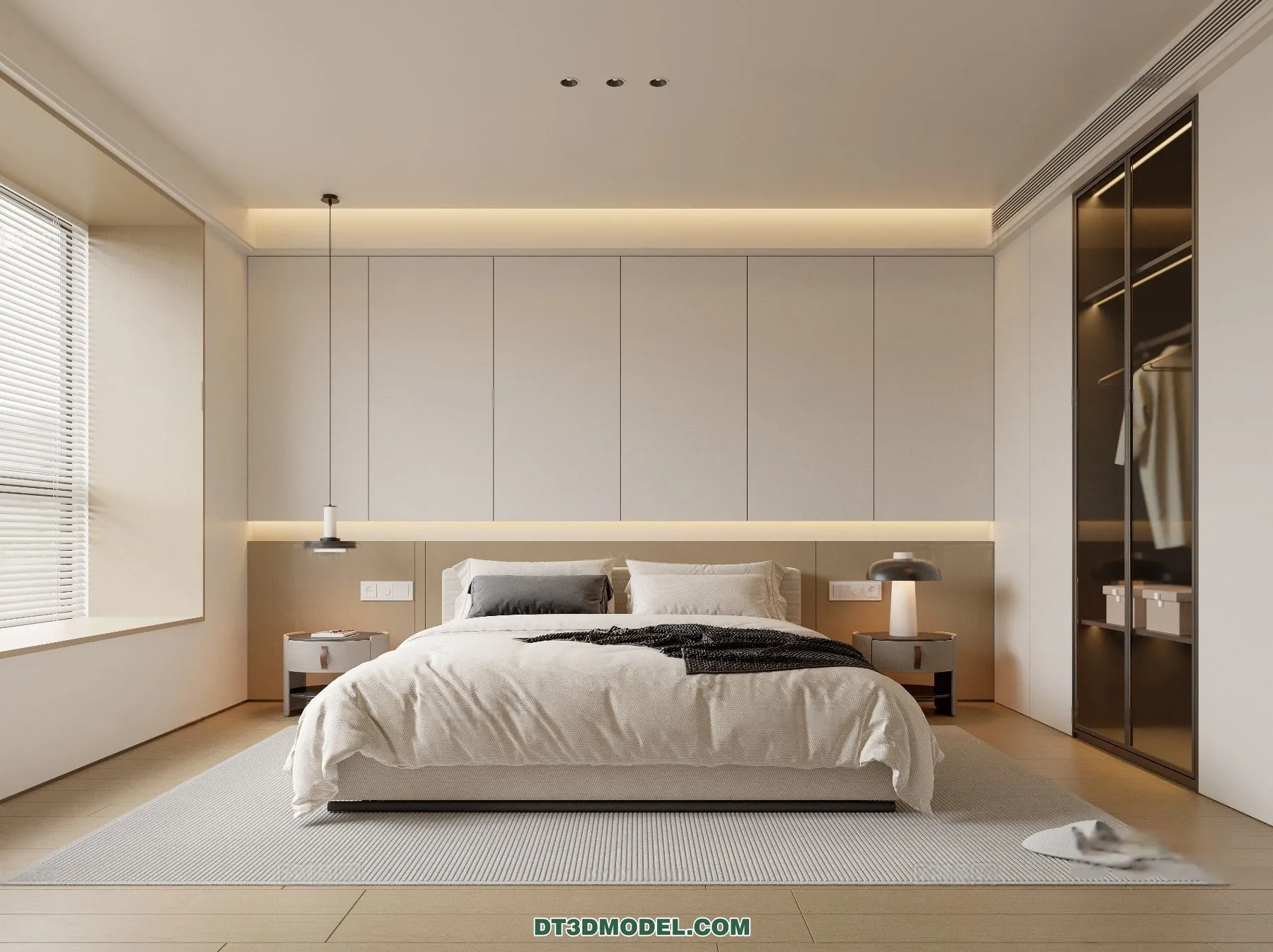 3D Scene of Cream Style Bedroom – 3D Model – 030 – CORONA