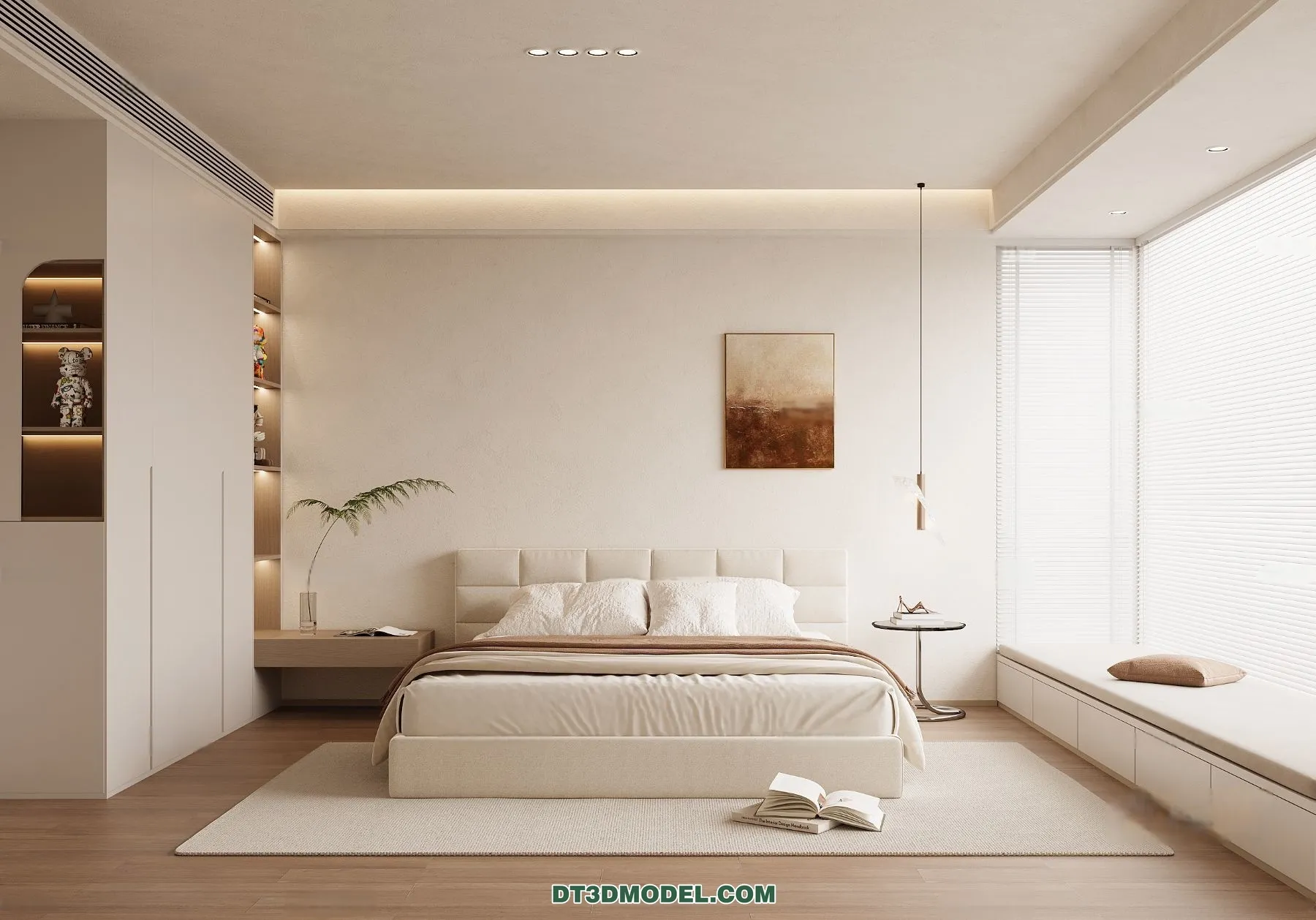 3D Scene of Cream Style Bedroom – 3D Model – 033 – CORONA