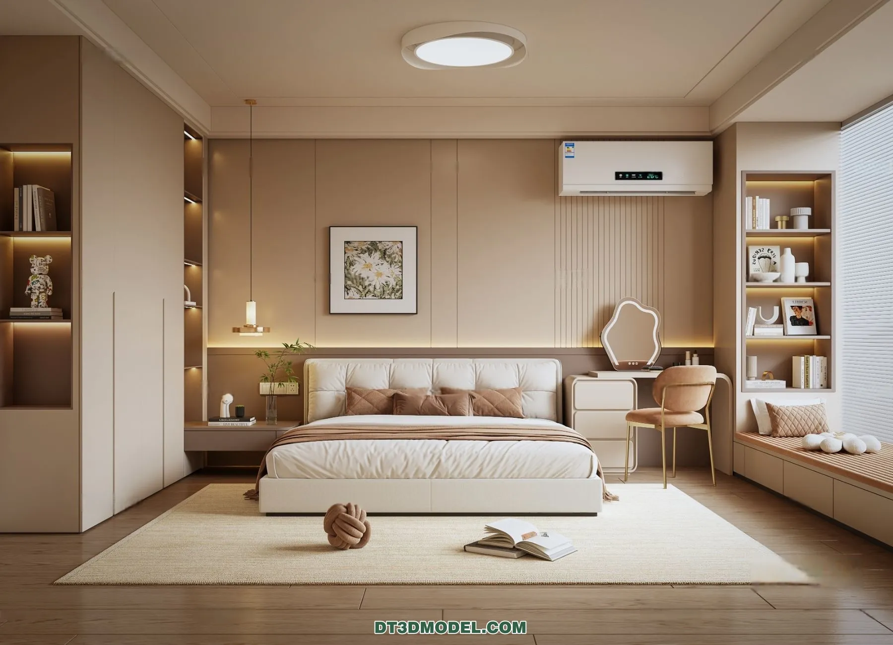 3D Scene of Cream Style Bedroom – 3D Model – 059 – CORONA