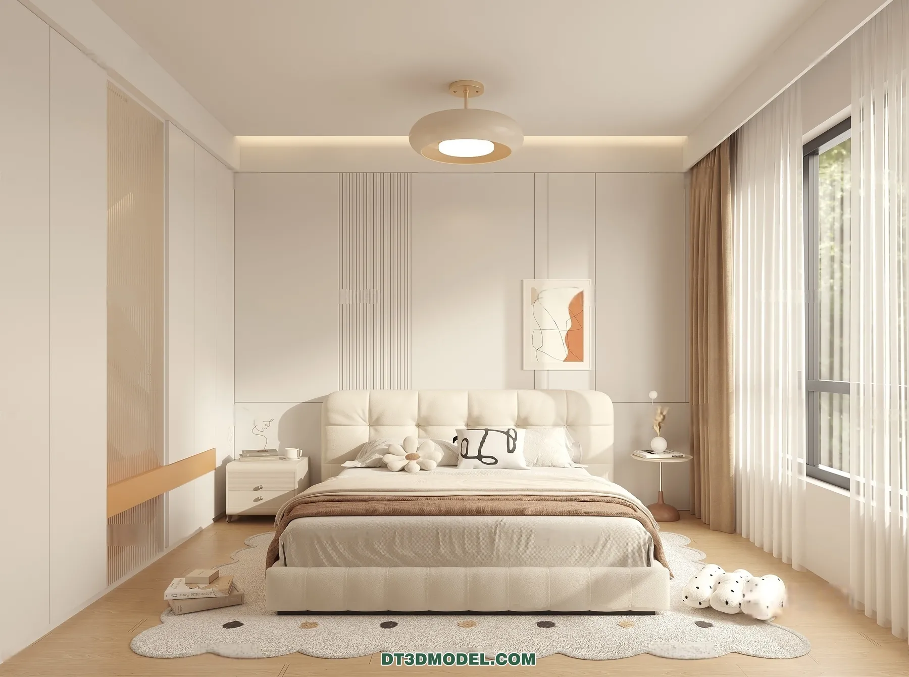 3D Scene of Cream Style Bedroom – 3D Model – 070 – CORONA