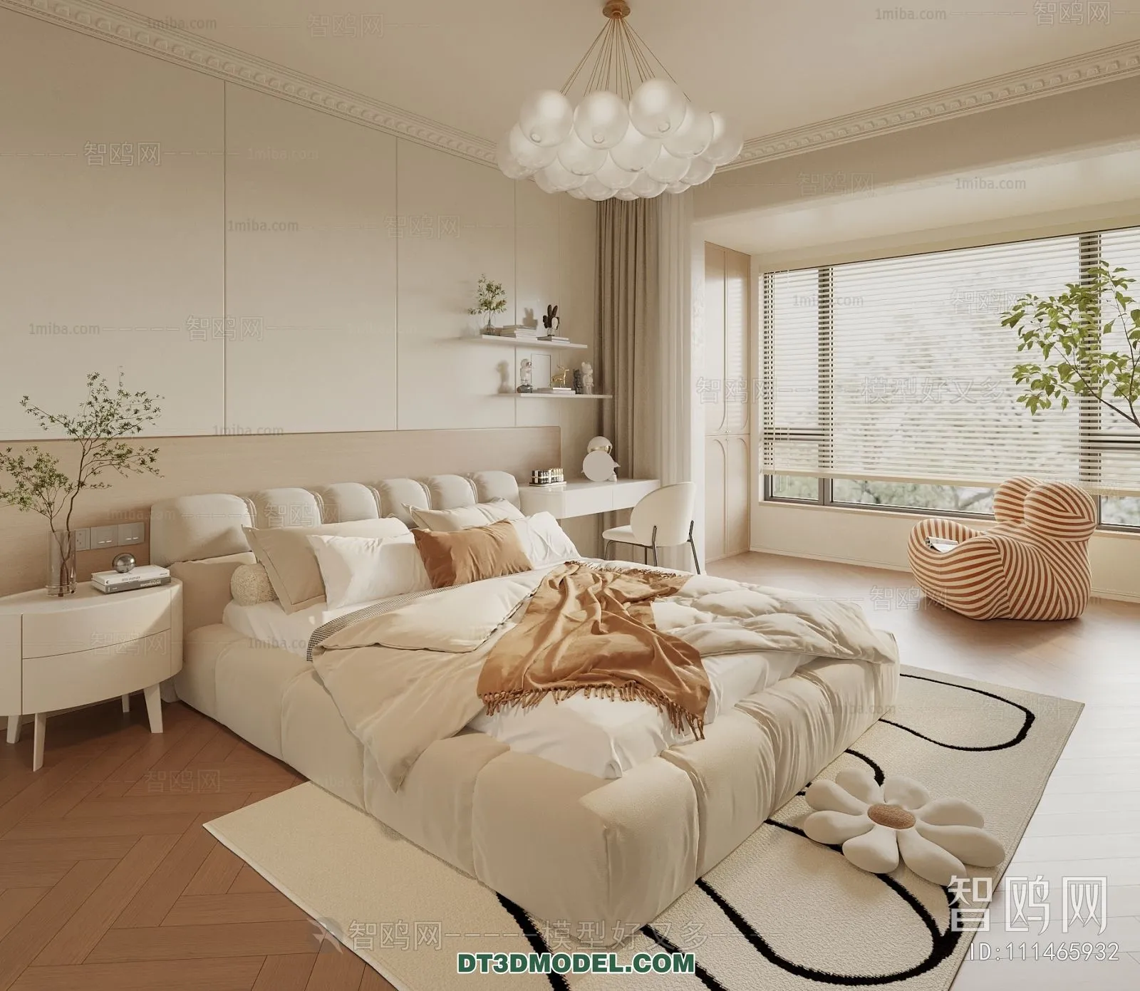 3D Scene of France Style Bedroom – 3D Model – 004 – VRAY