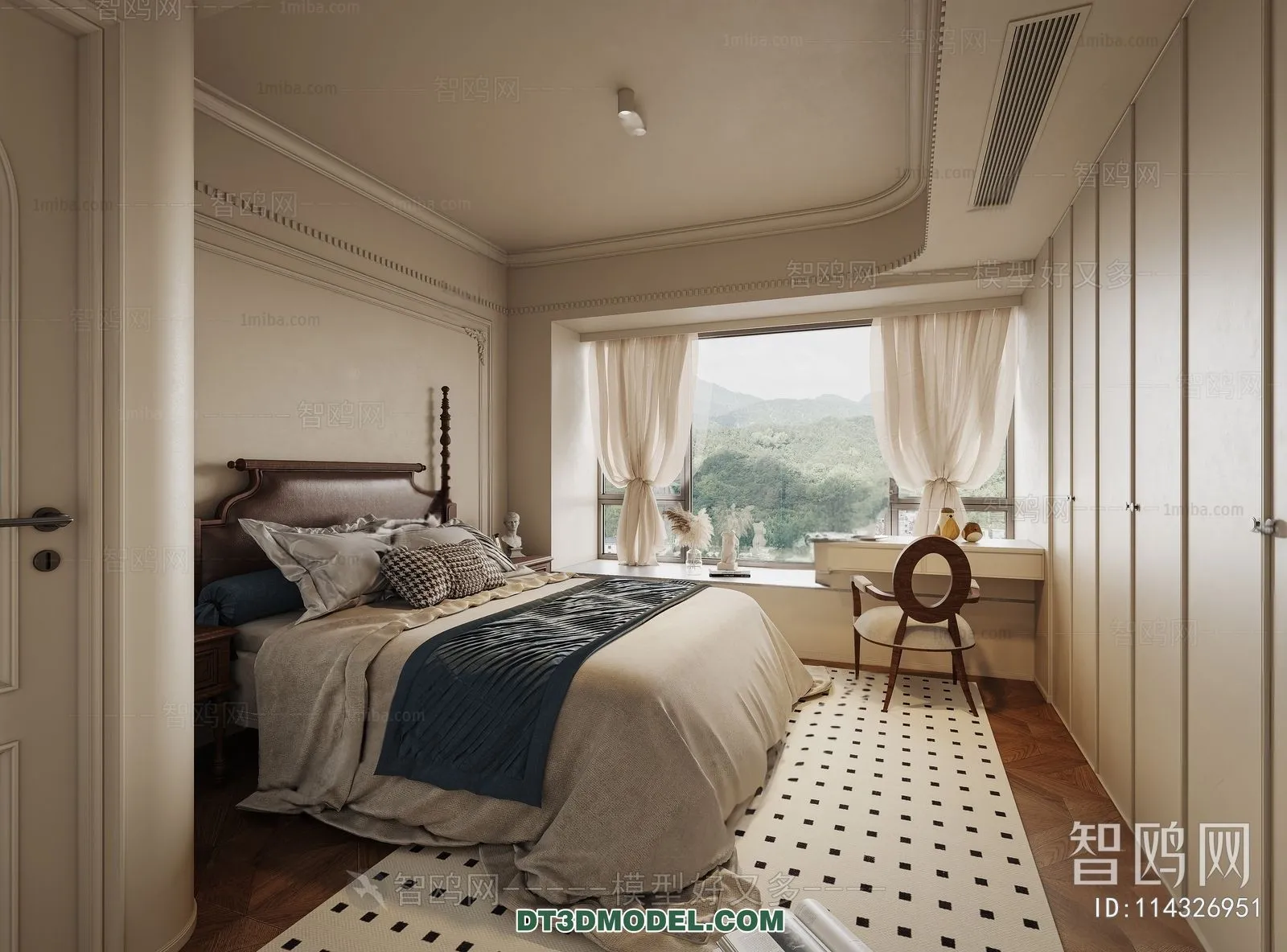 3D Scene of France Style Bedroom – 3D Model – 005 – CORONA