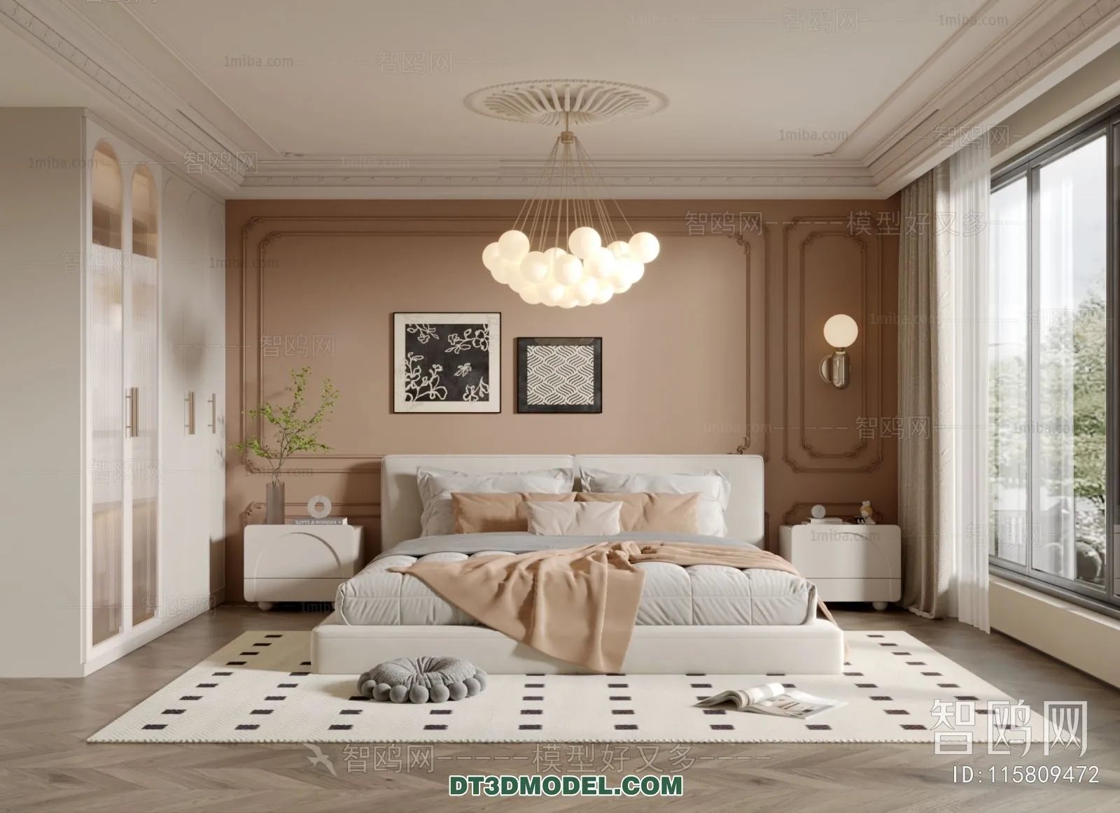 3D Scene of France Style Bedroom – 3D Model – 007 – VRAY