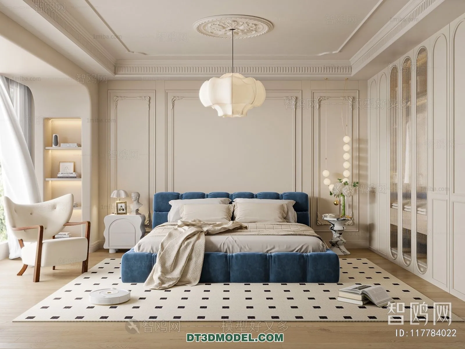 3D Scene of France Style Bedroom – 3D Model – 009 – VRAY