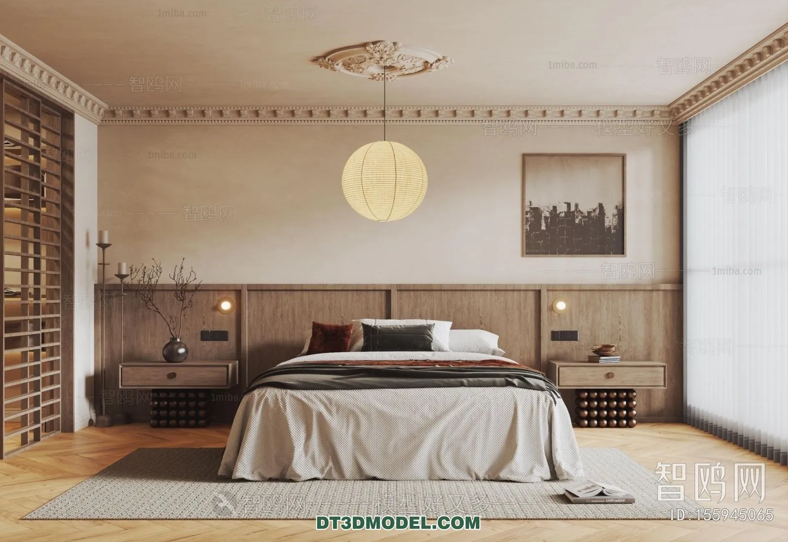 3D Scene of France Style Bedroom – 3D Model – 011 – VRAY